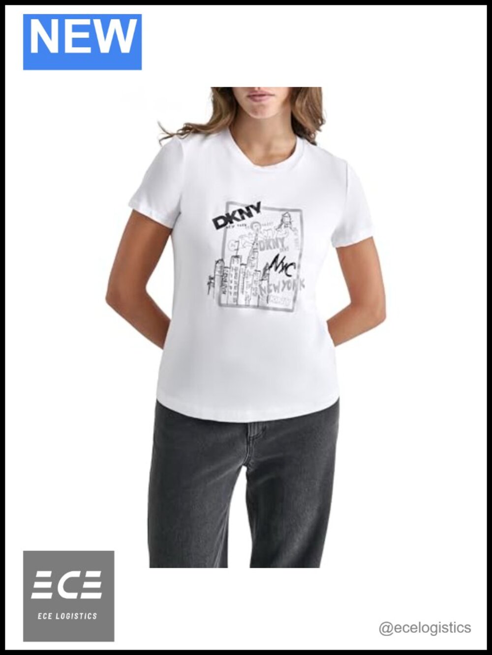 DKNY Logo Short Sleeve Casual Relaxed Fit Graphic T-Shirt Tee